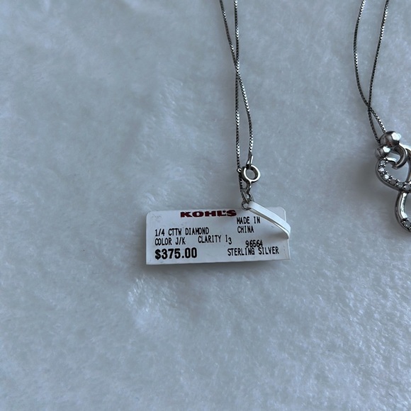 NEW 1/4 Genuine Diamond Sterling Silver Chain Mother Daughter Pendant Necklace - Picture 5 of 7